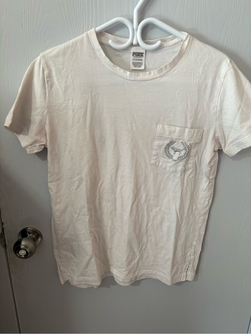 PINK Victoria's Secret white Short Sleeve Pocket T‑Shirt size small